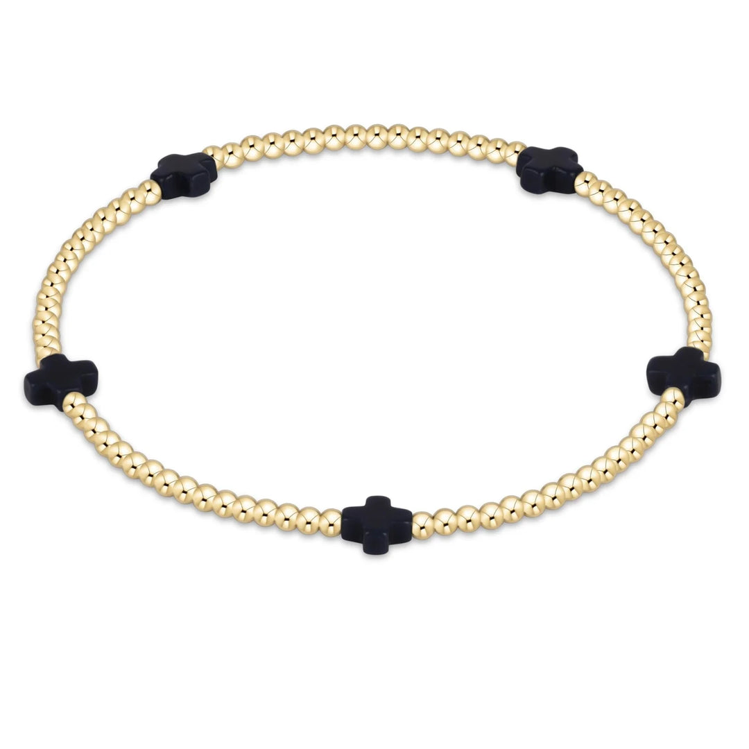 egirl signature cross small gold pattern 2mm bead bracelet