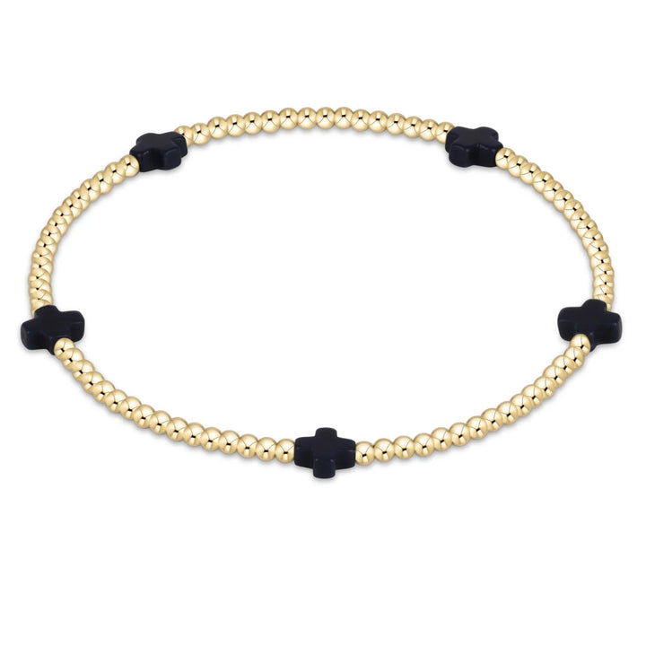 egirl signature cross small gold pattern 2mm bead bracelet