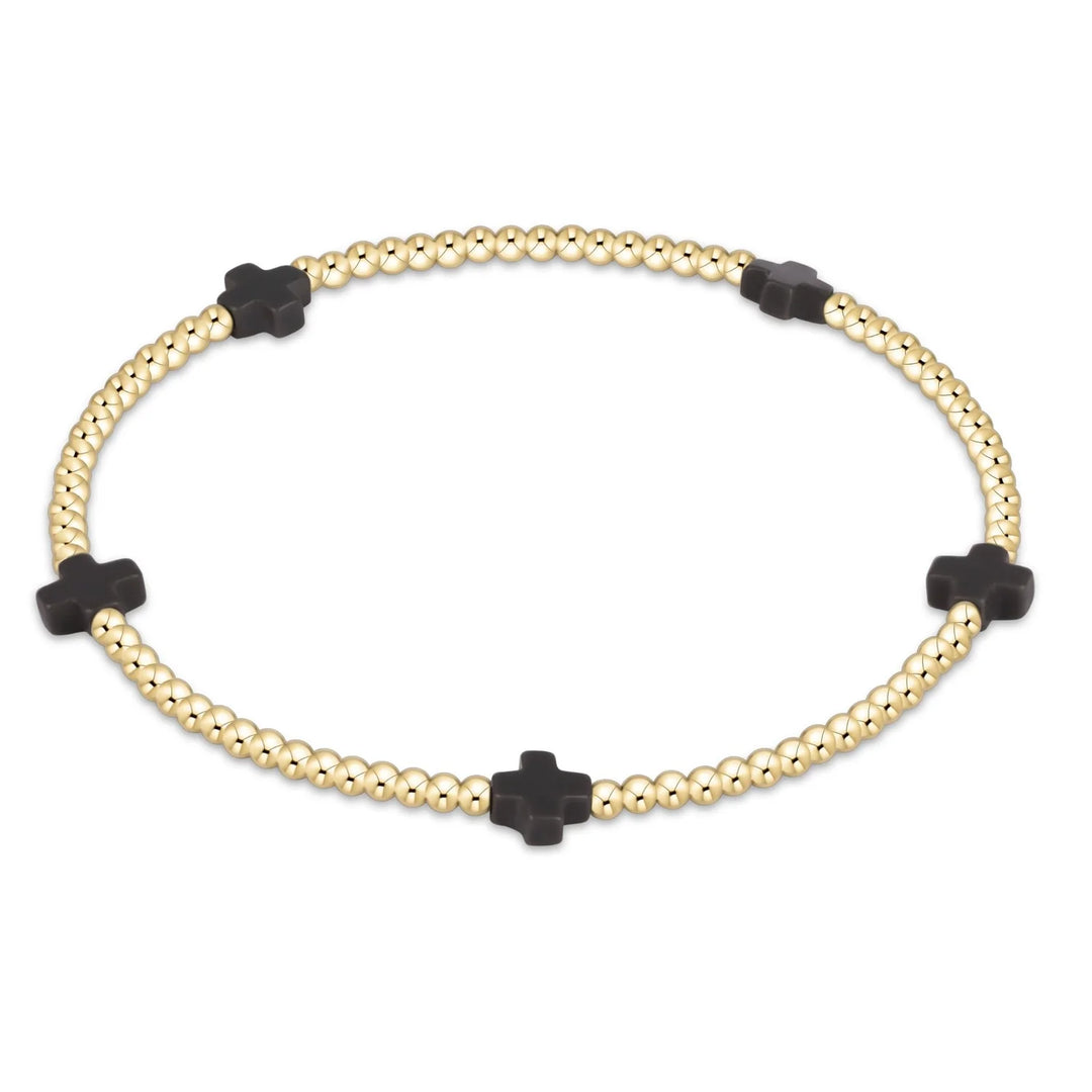 Small Signature Cross Gold 2mm Bracelet
