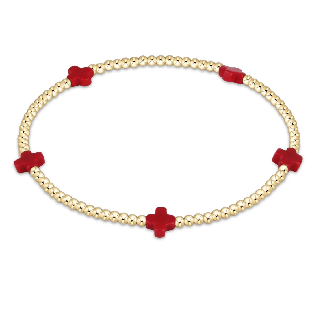 egirl signature cross small gold pattern 2mm bead bracelet