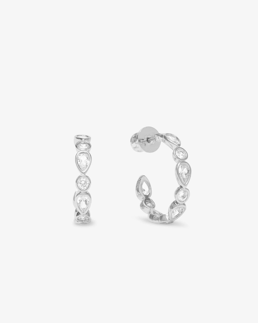 Isla Hoops .75" Silver|White Diamondettes