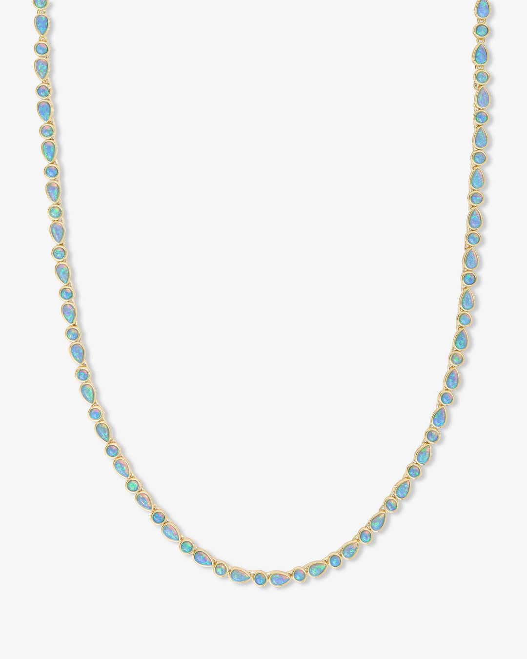 Isla Tennis Necklace Gold|Blue Opal