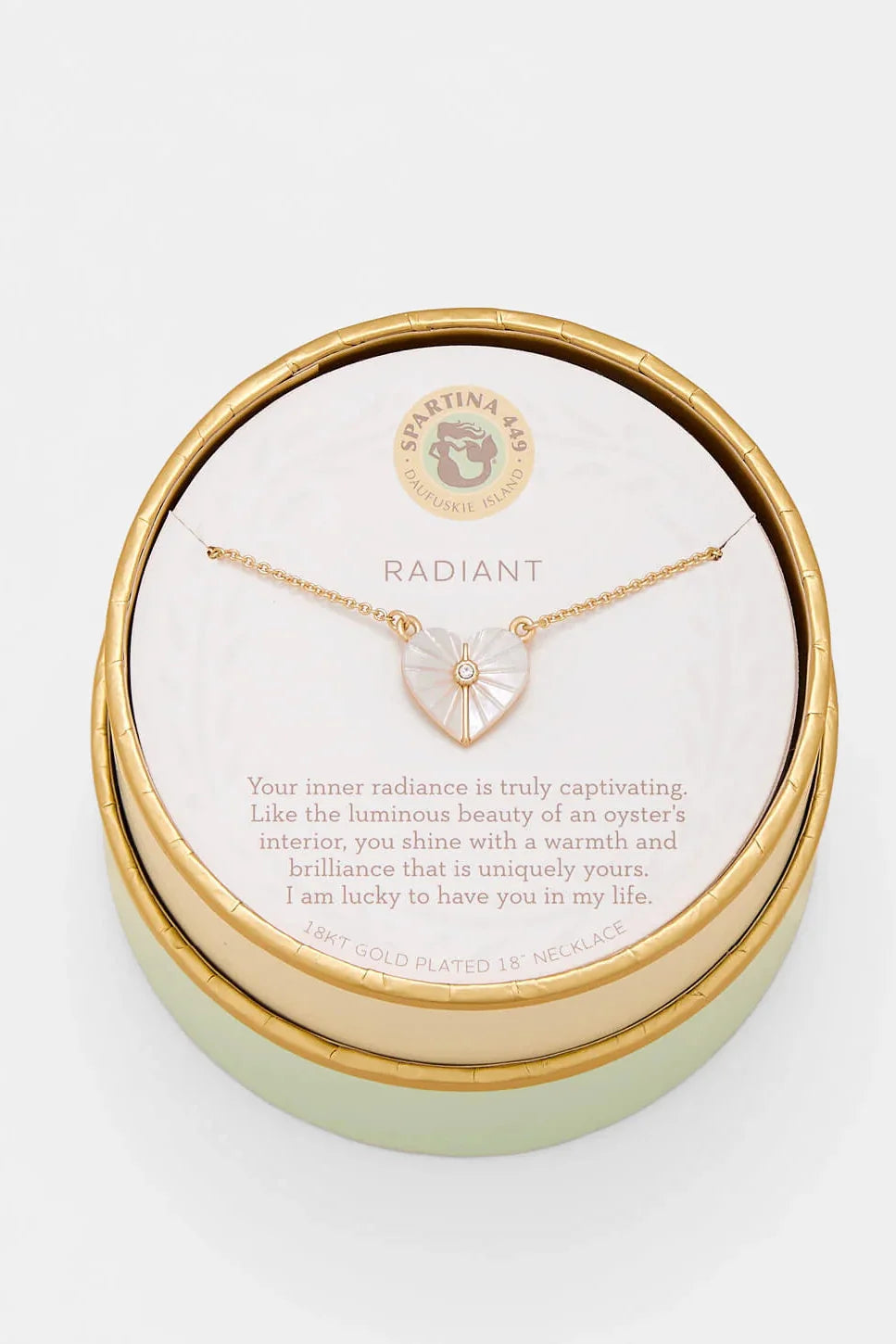 SPARTINA 449: SEA LA VIE NECKLACE 18” RADIANT/MOTHER-OF-PEARL HEART GOLD