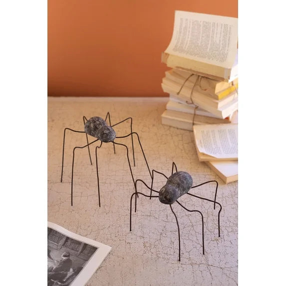 Clay and wire spiders