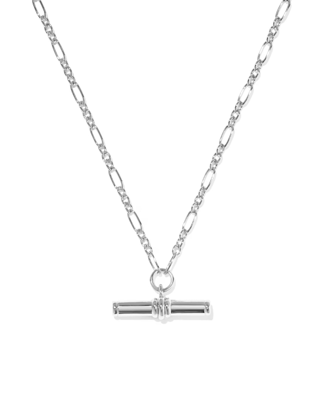 Bree Silver Metal T Bar Short Pendant Necklace