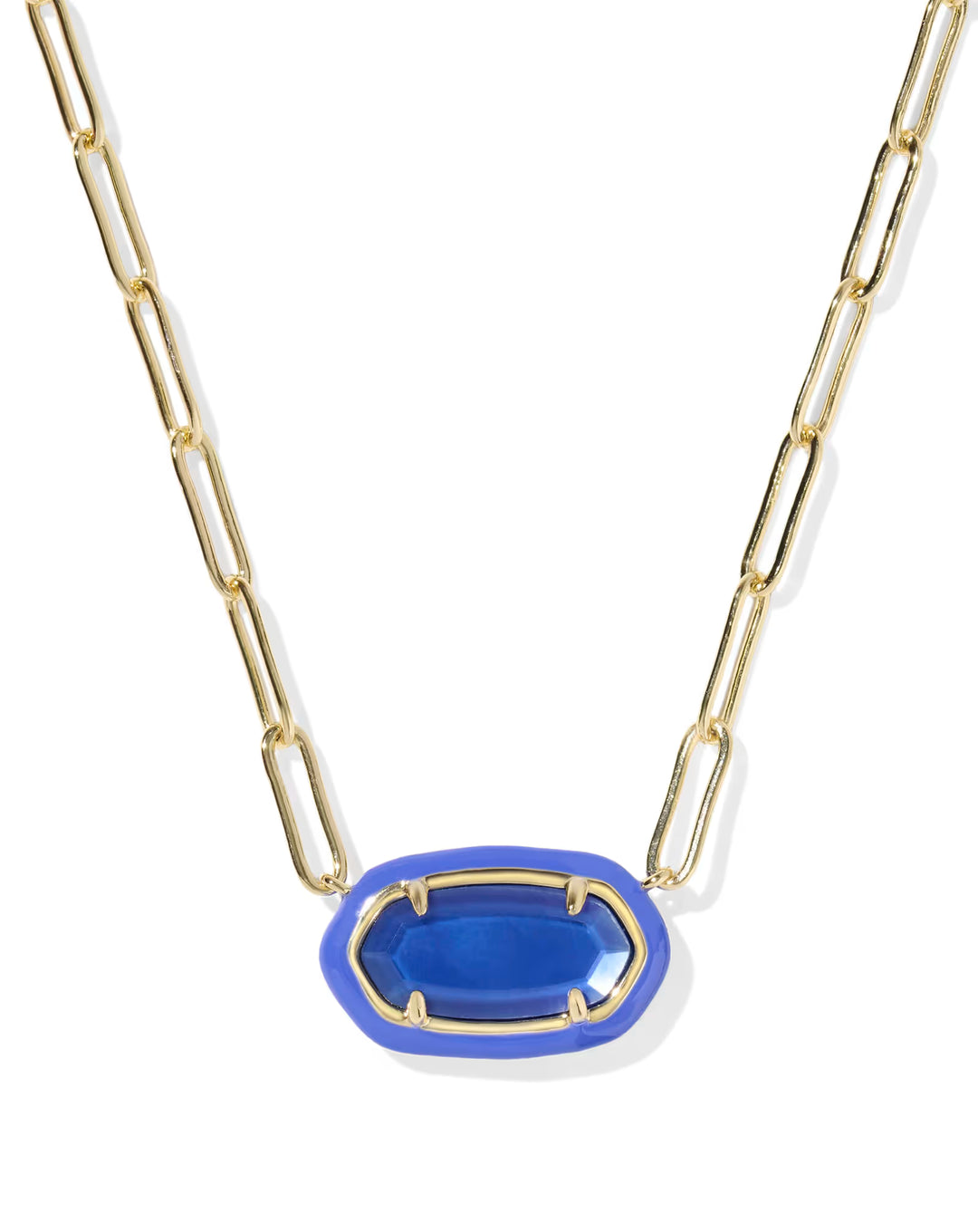Elisa Enamel Frame Gold Paperclip Necklace