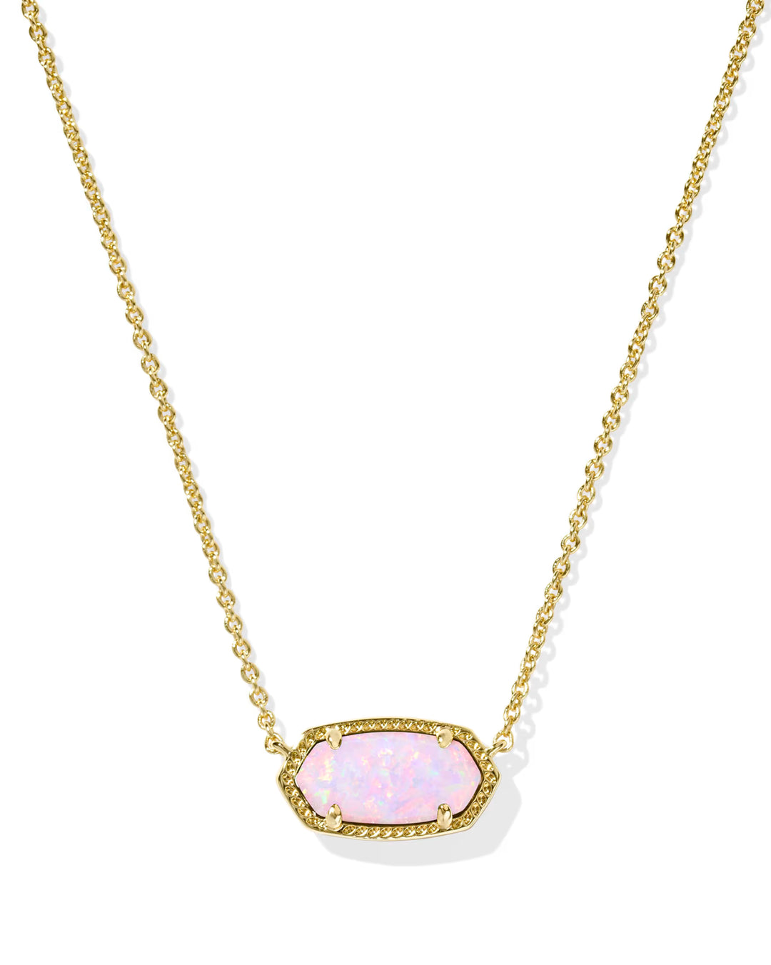 Elisa Gold Short Pendant Necklace Lab Grown Opal