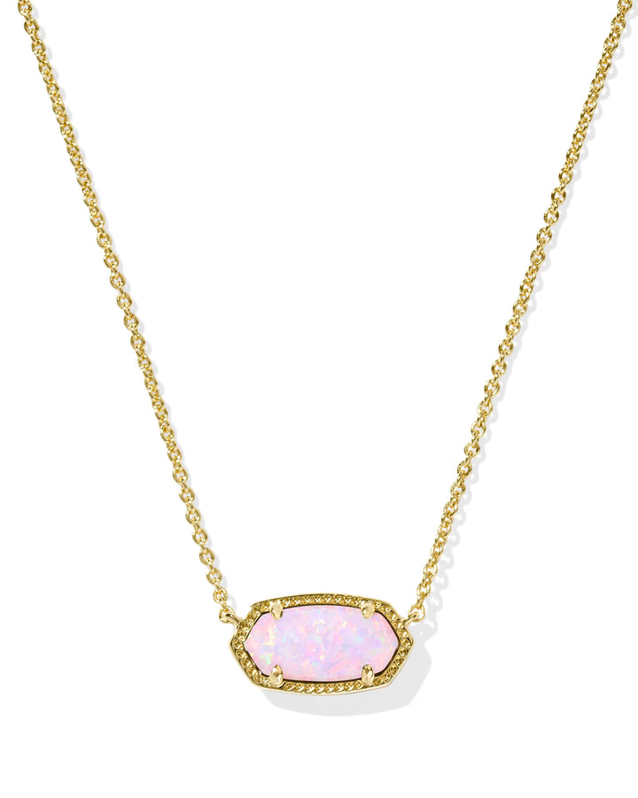 Elisa Gold Short Pendant Necklace Lab Grown Opal