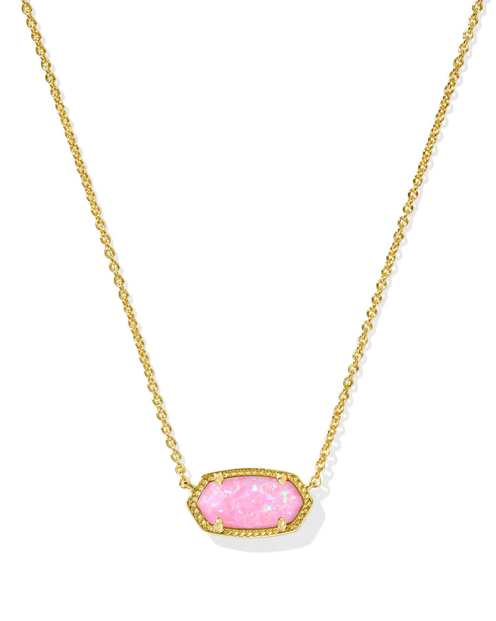 Elisa Gold Short Pendant Necklace Lab Grown Opal