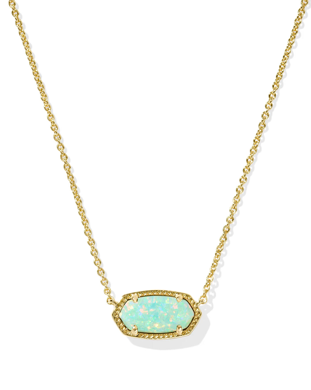 Elisa Gold Short Pendant Necklace Lab Grown Opal