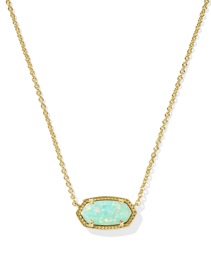 Elisa Gold Short Pendant Necklace Lab Grown Opal