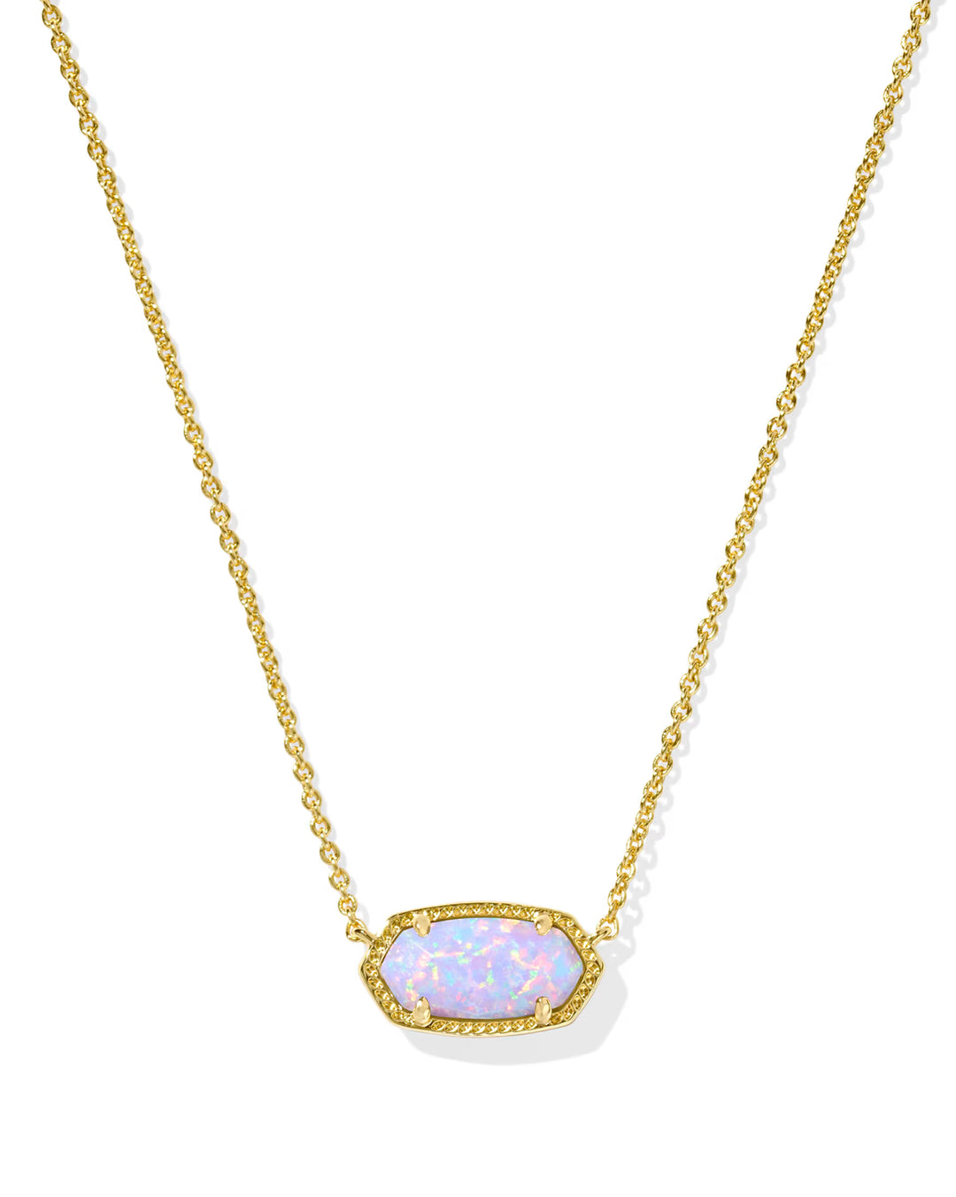 Elisa Gold Short Pendant Necklace Lab Grown Opal