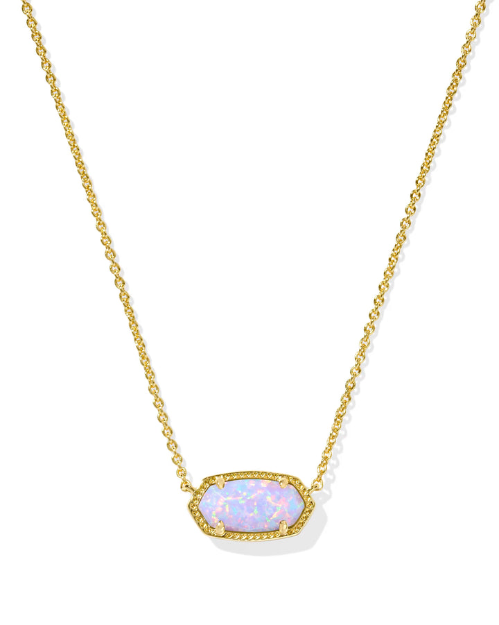 Elisa Gold Short Pendant Necklace Lab Grown Opal