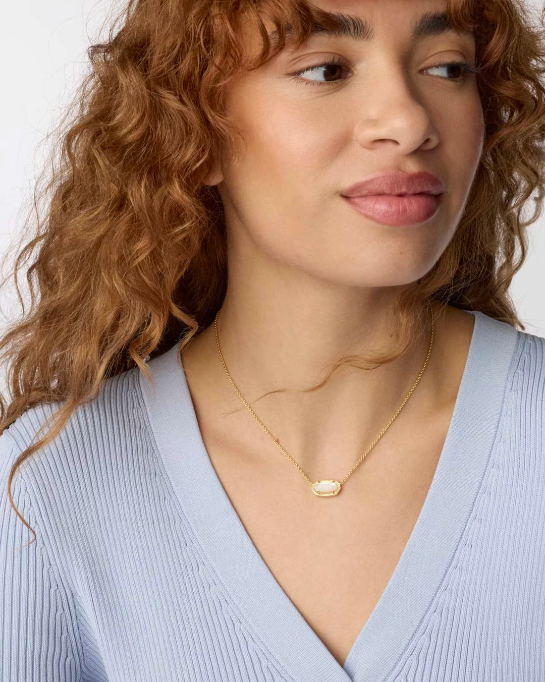 Elisa Gold Pendant Necklace in Ivory Mother-of-Pearl