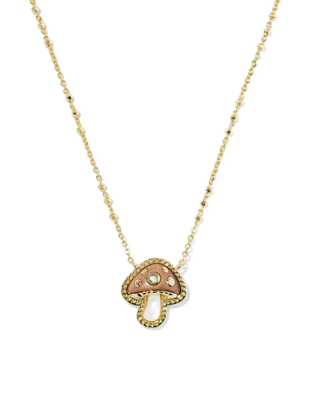 Mushroom Gold Short Pendant Necklace
