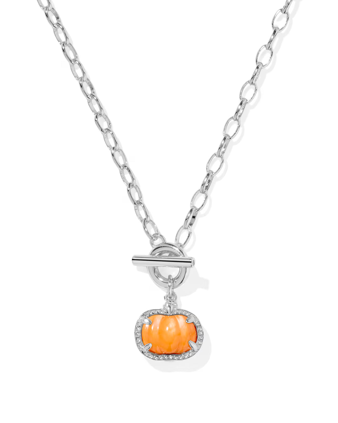 Pumpkin Silver Link and Chain Necklace