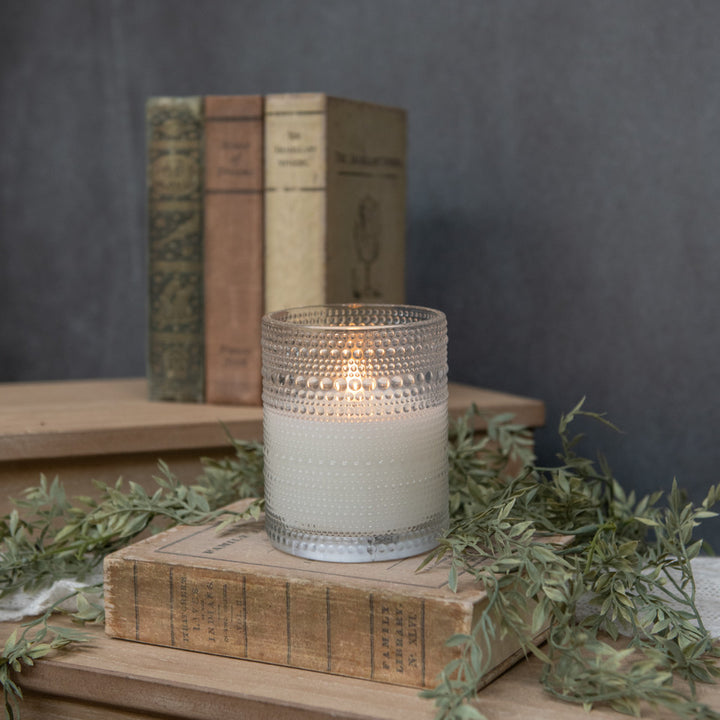 3D Flame Dotted Glass Candle