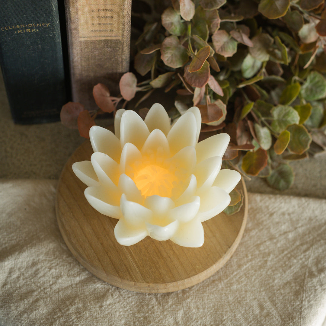 Cream LED Flower Candle