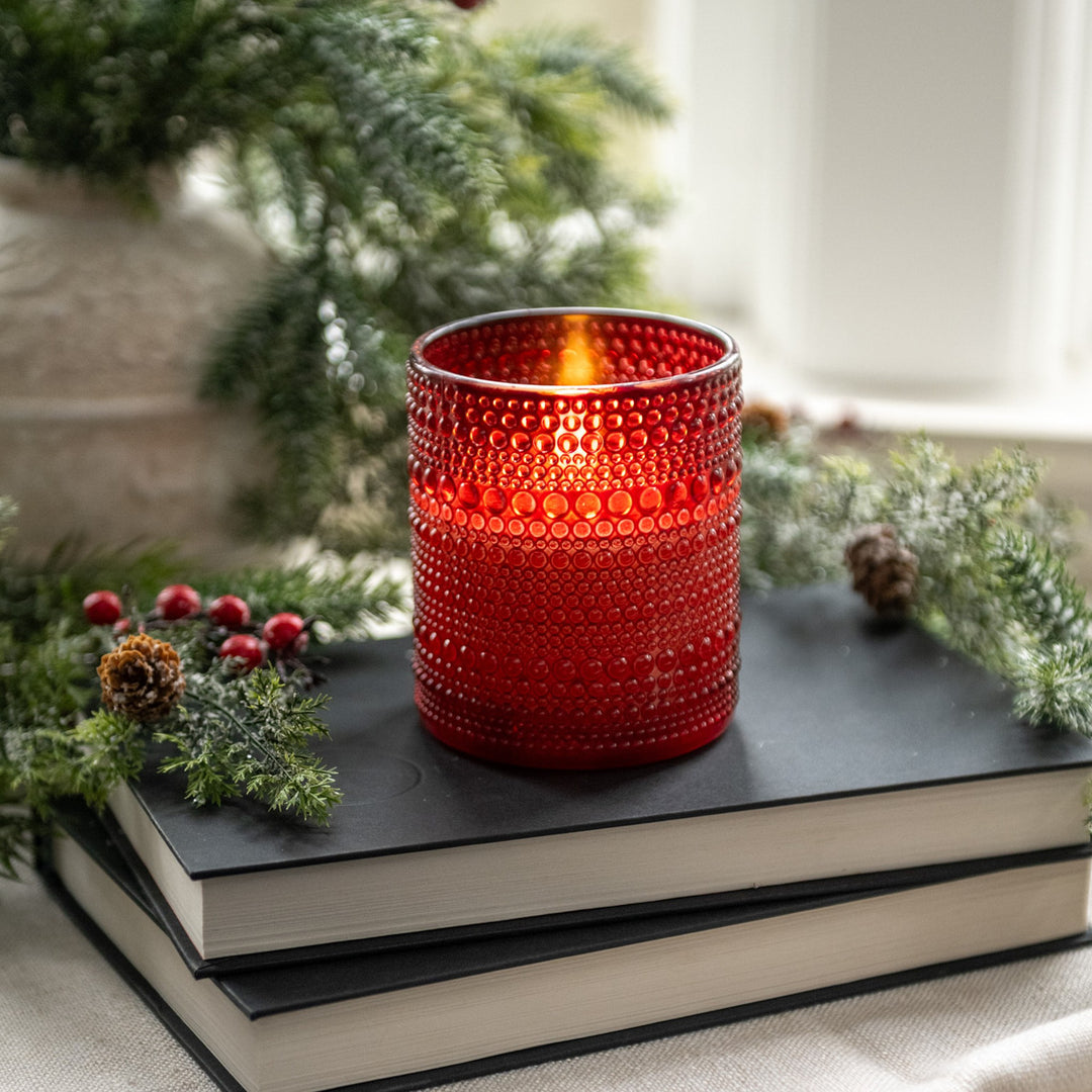 4" DOTTED GLASS 3D FLAME CANDLE