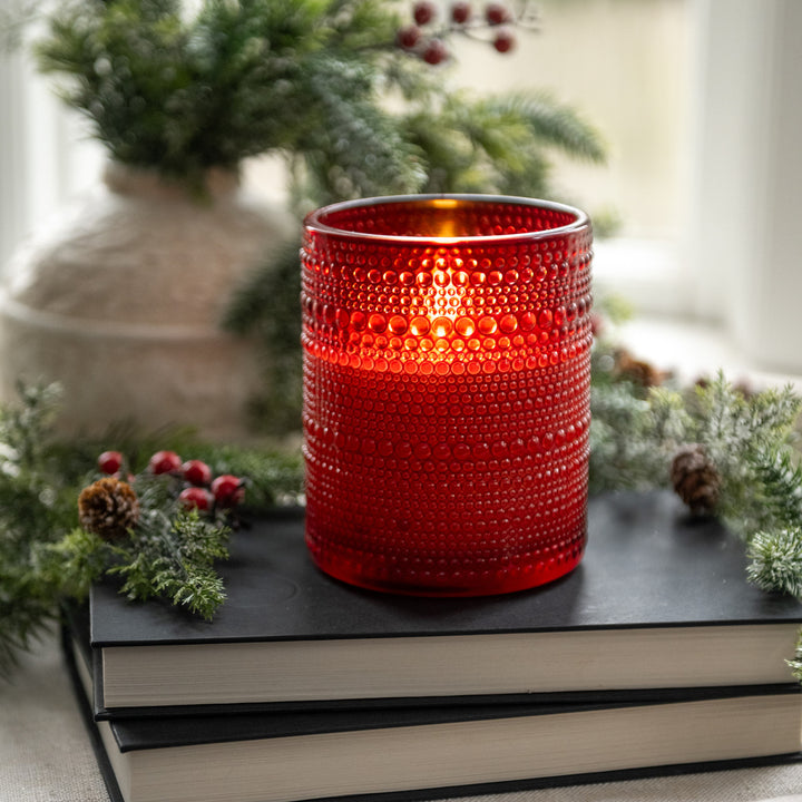 5" DOTTED GLASS 3D FLAME CANDLE