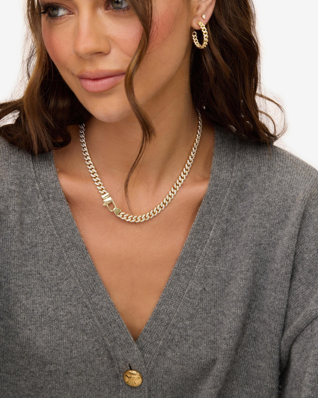 Pavé Julian Cuban Chain Necklace 16"