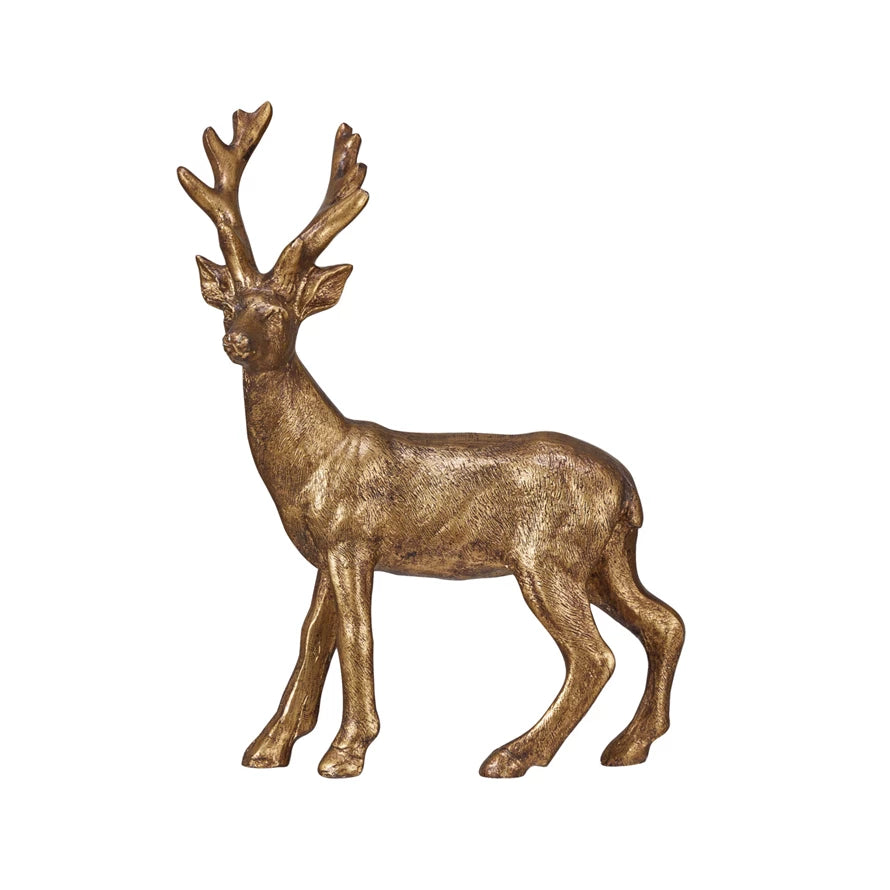 Resin Deer, Gold Finish Tall Antlers
