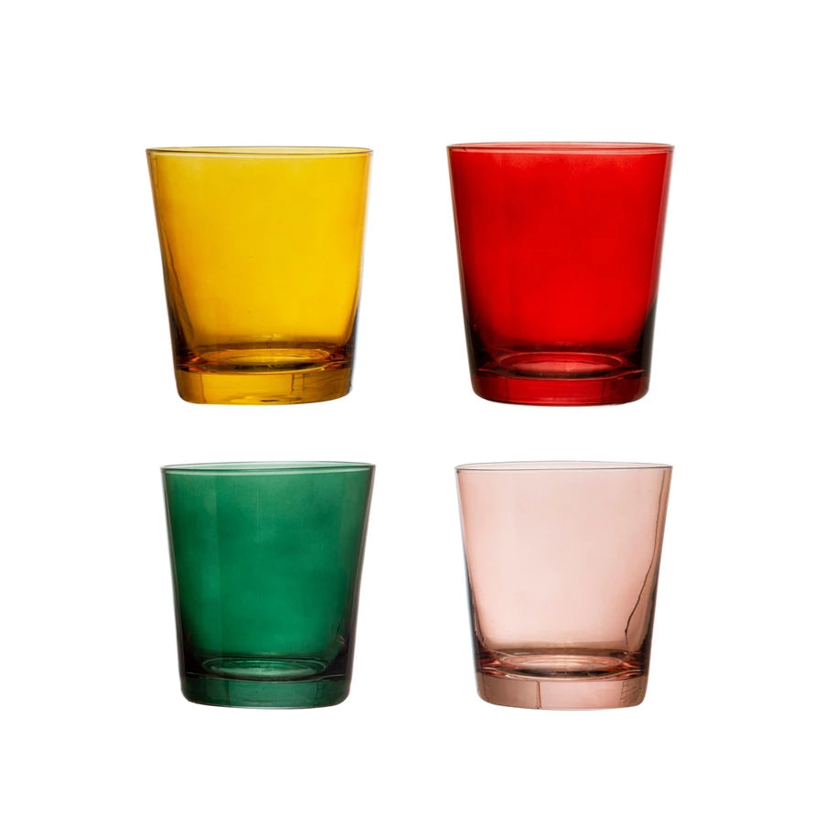 Round x 4"H 12 oz. Low Ball Drinking Glass, 4 Colors