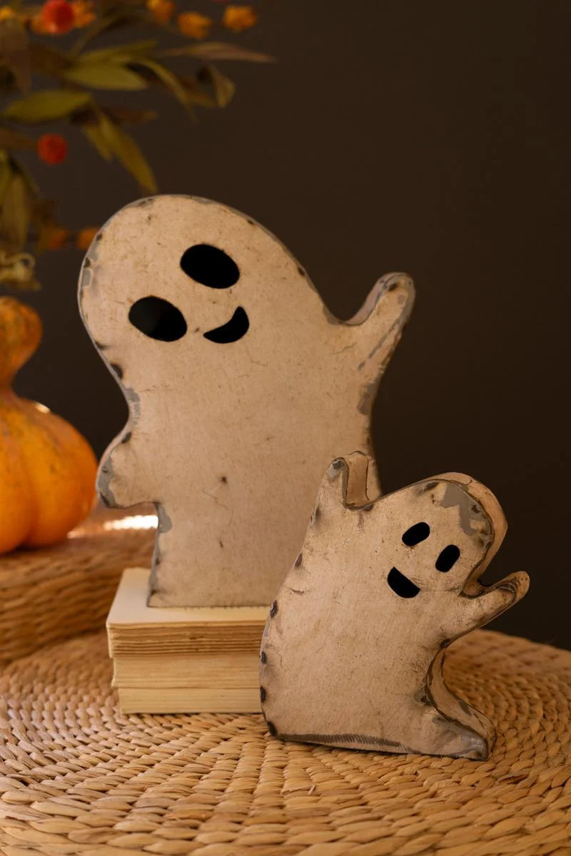SET OF TWO RECYCLED IRON HALLOWEEN GHOSTS (Set of 2)