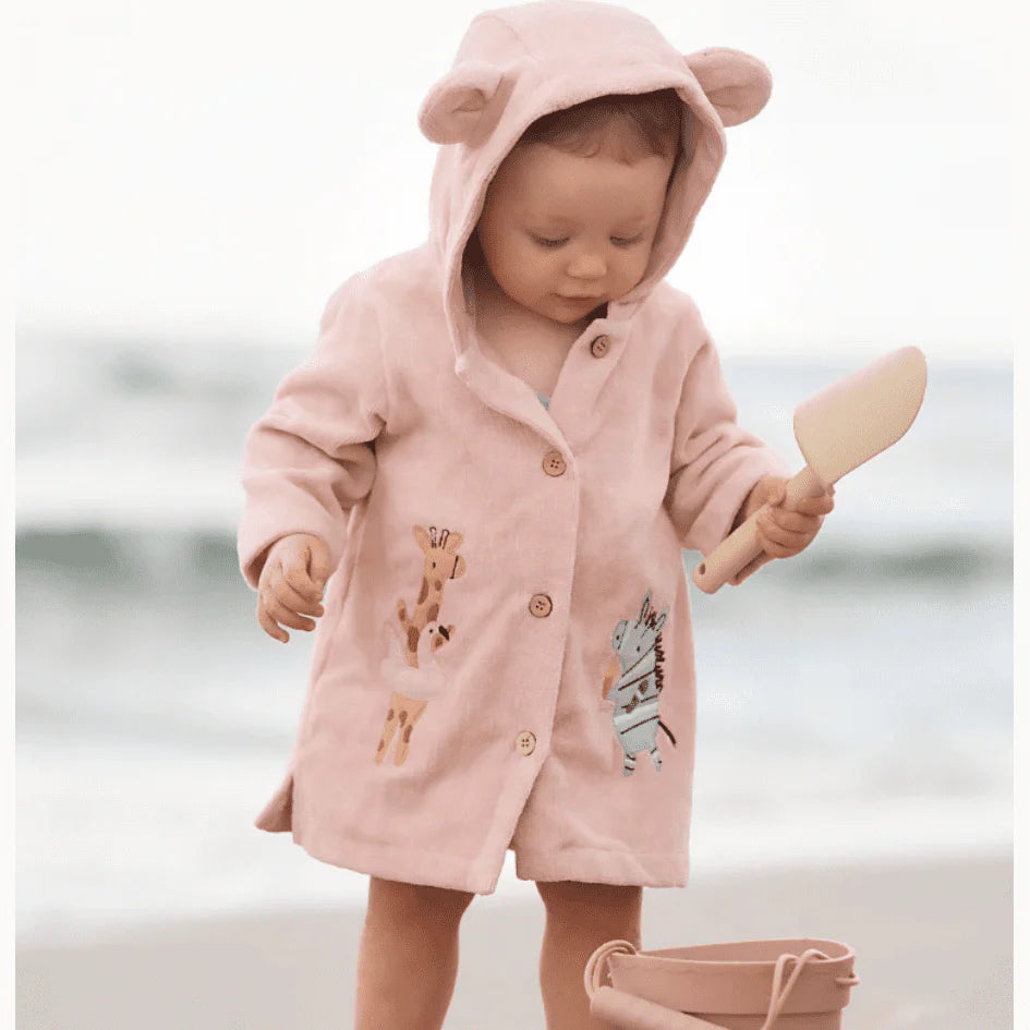 Pale Pink Seaside Safari Terry Beach Coverup