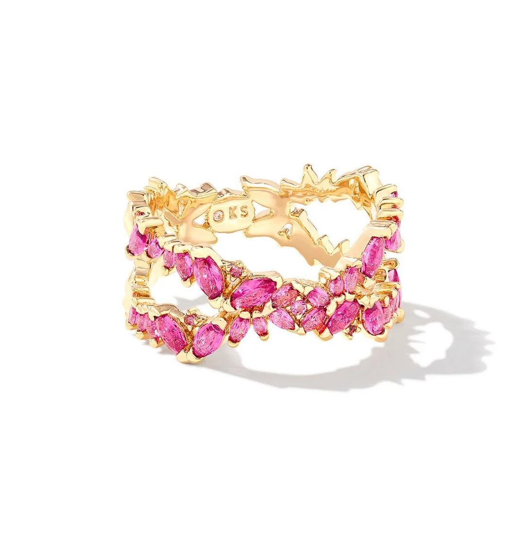 Kendra Scott Rosalie Gold Double Band Ring Crystal