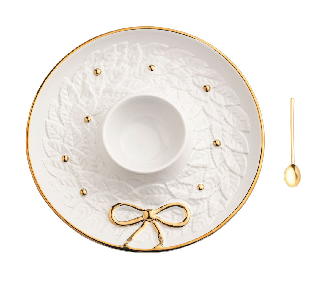 GOLD WREATH CHIP & DIP SET