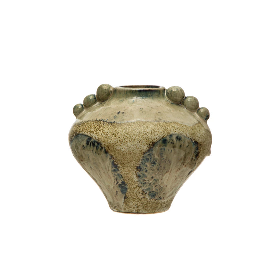 Stoneware Vase, Reactive Glaze, Multi Color (Each One Will Vary)