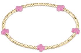egirl signature cross small gold pattern 2mm bead bracelet
