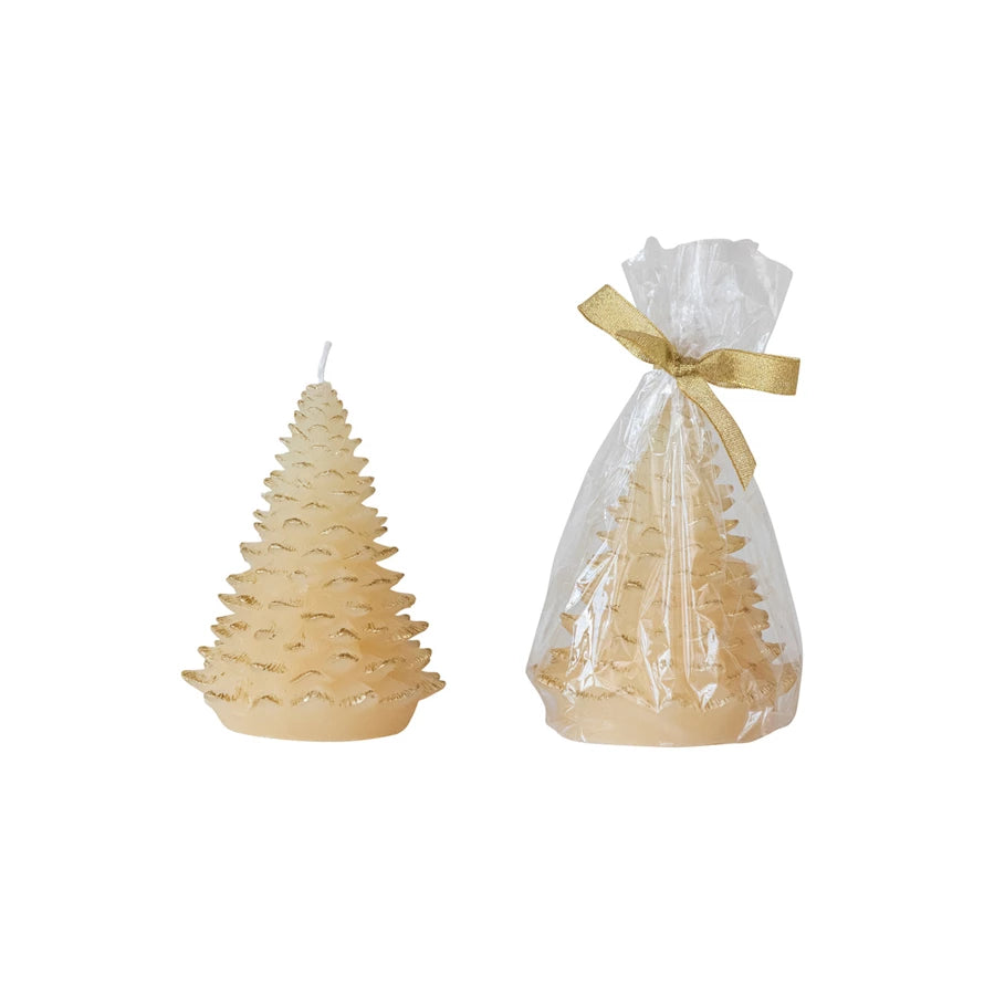 Unscented Tree Shaped Candle w/ Gold Tips