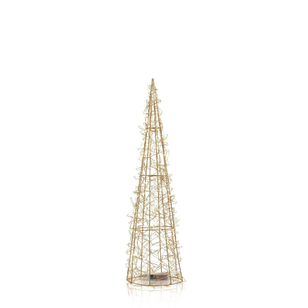 Gold Holiday Wire LED Tree 24"