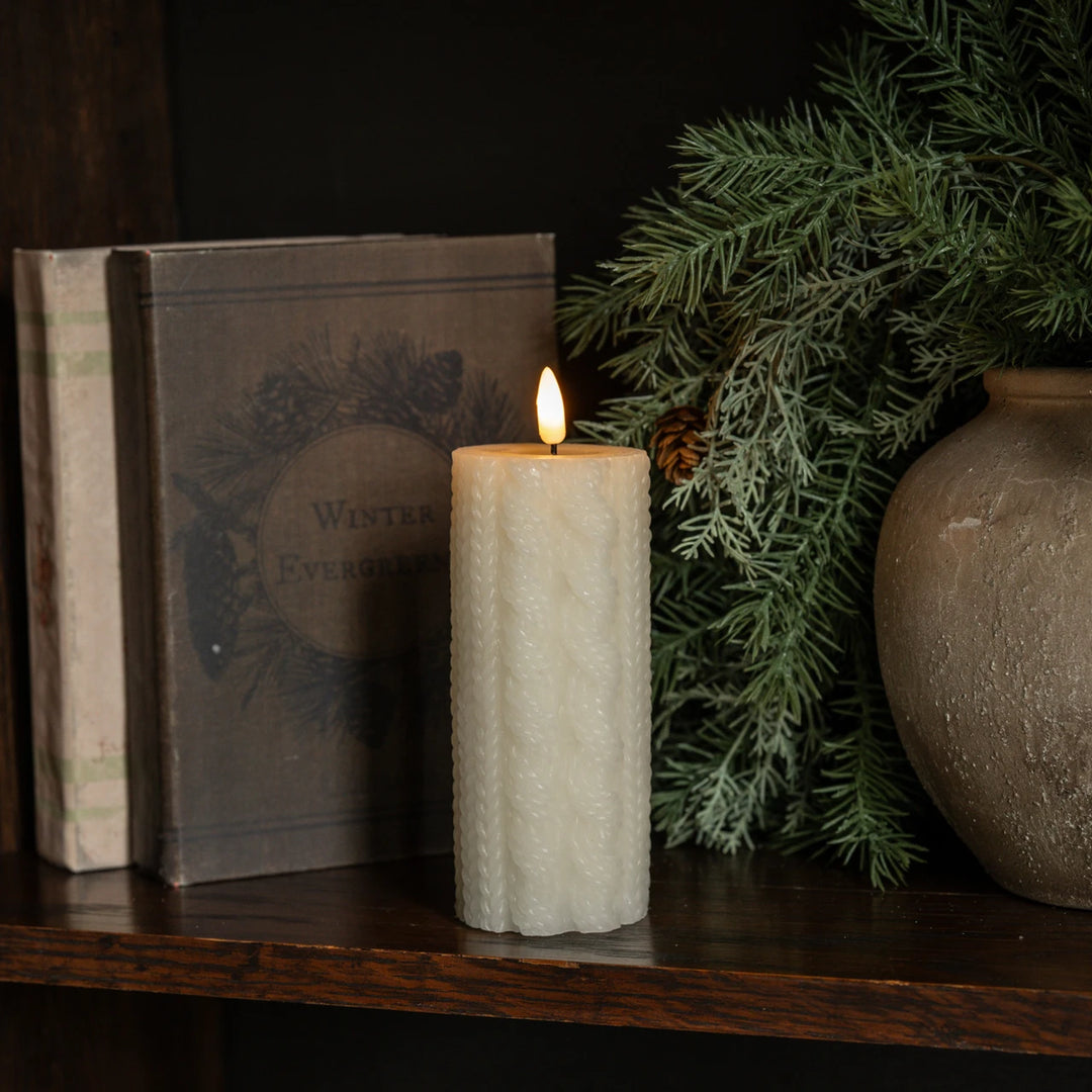 6" CREAM SWEATER 3D FLAME CANDLE