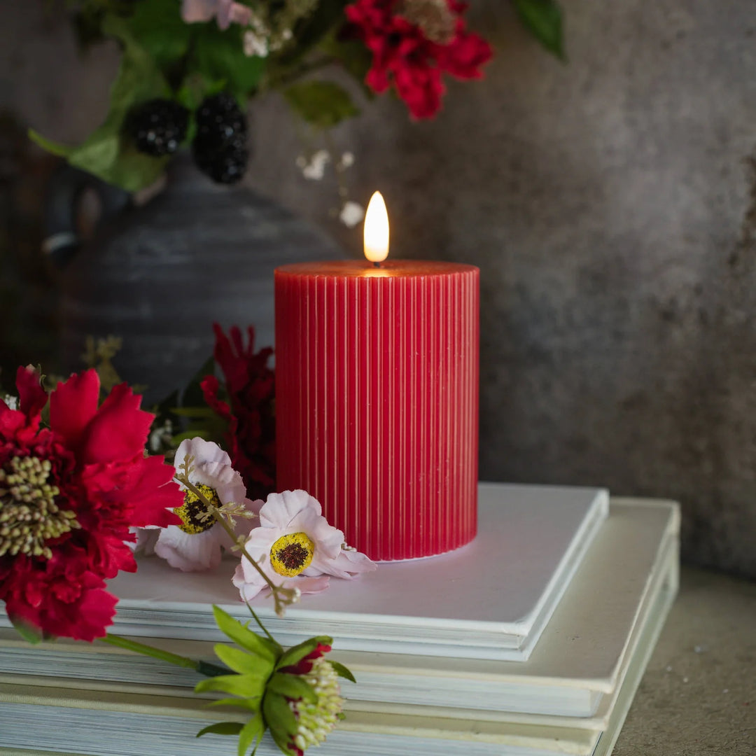 Cream Sweater Timer Candle - 5" Pillar 3D Flame