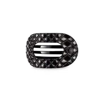 Flat Round Hair Clip | Small | Jet Black Quilted