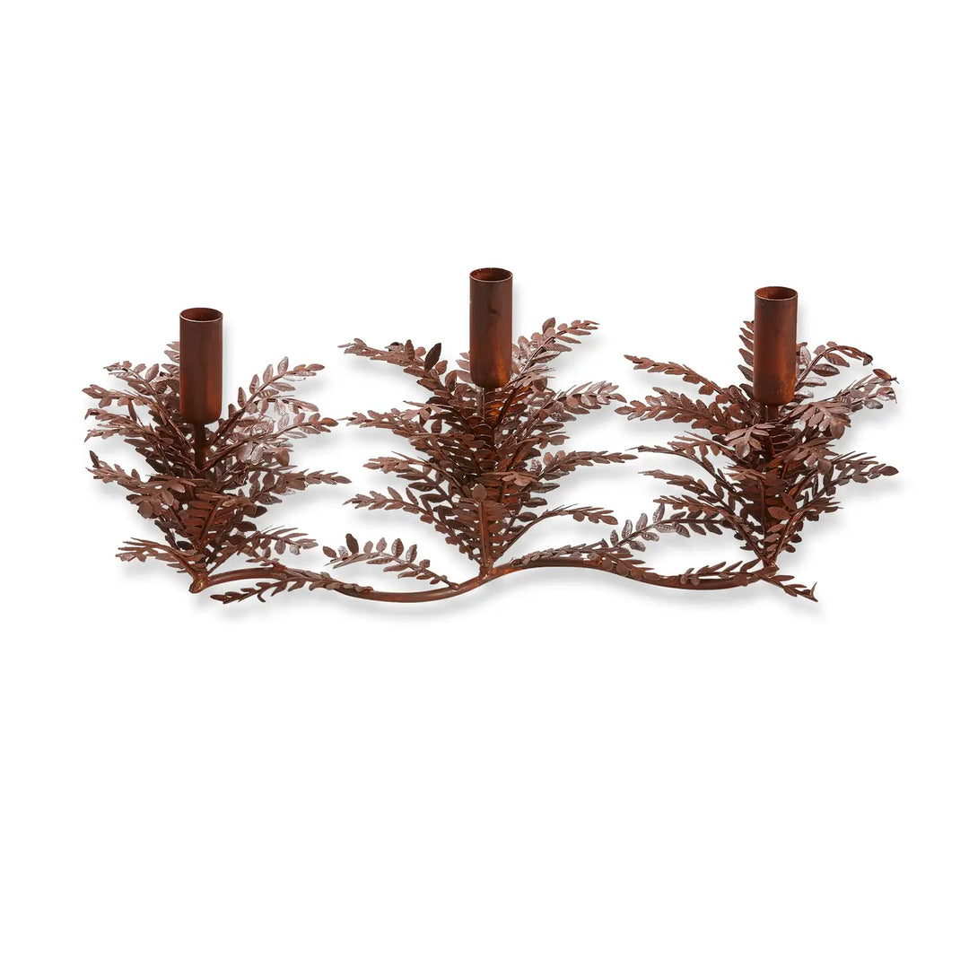 Greenery 3 Taper Holder Rust Iron Fall