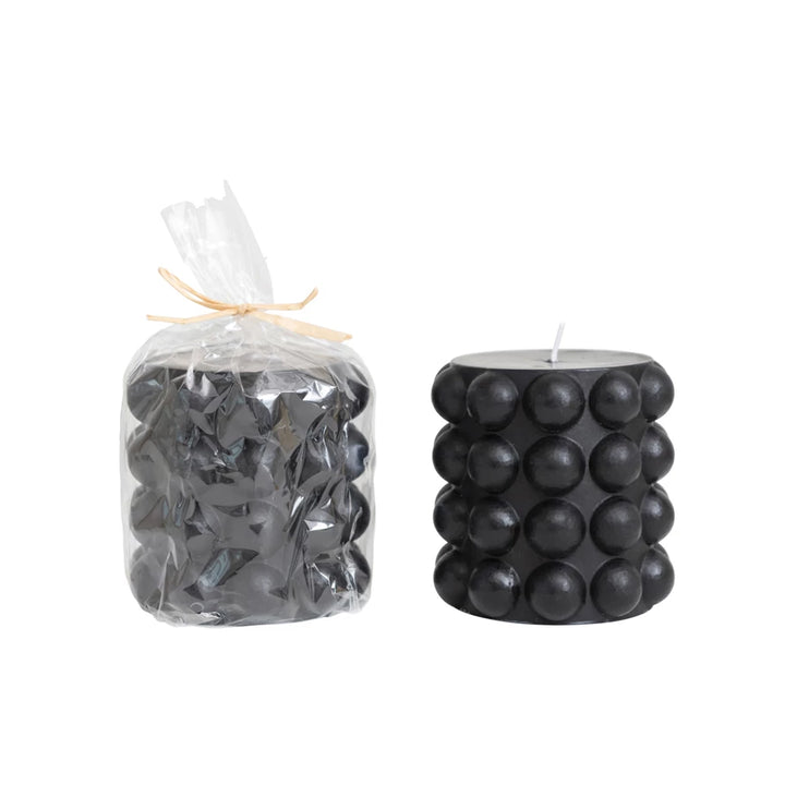 Unscented Hobnail Pillar Candle, Black