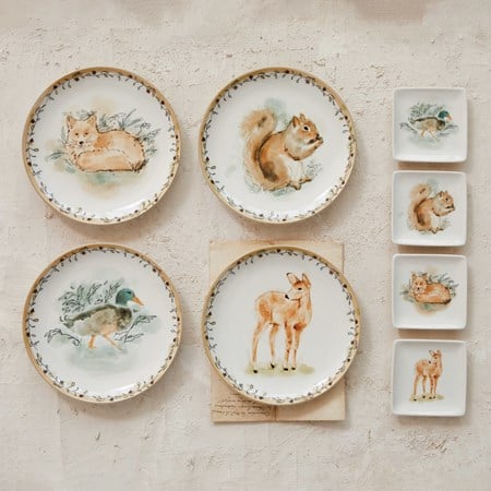 8" Round Stoneware Plate 4 Styles