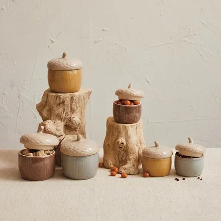 Stoneware Acorn Shaped Jar Large