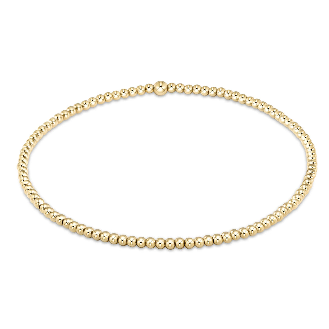 Classic Gold 2mm Bead Bracelet-Love Small Gold Charm