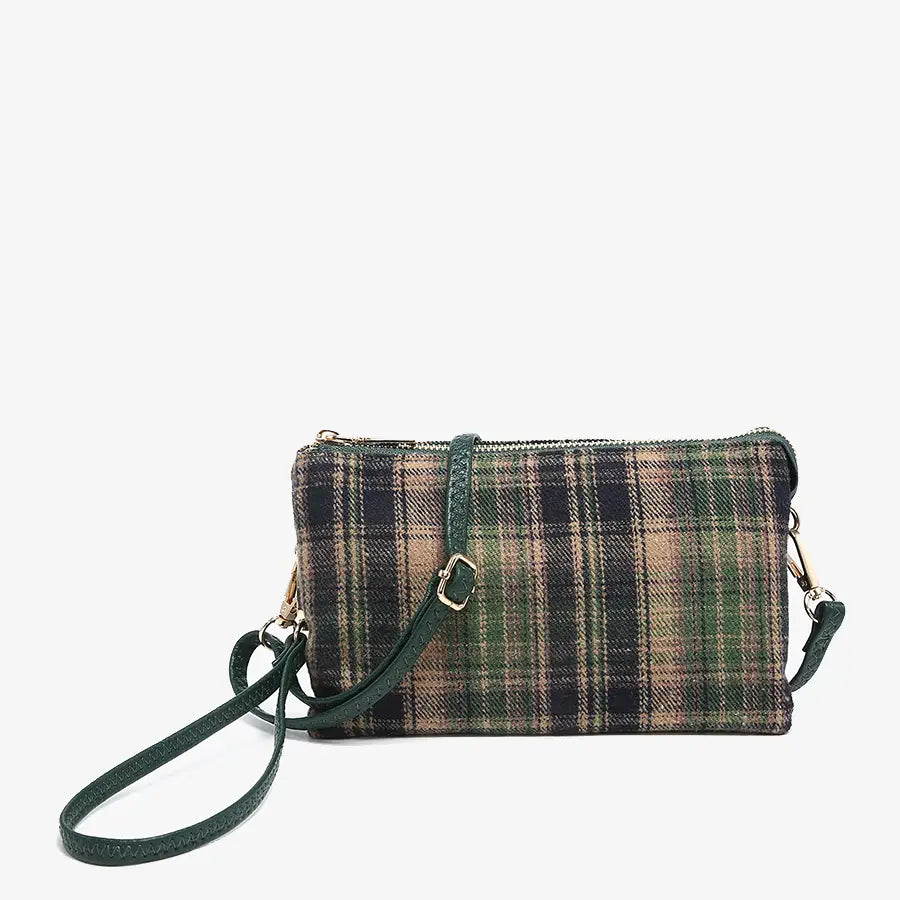 Riley Plaid 3 Compartment Crossbody/Wristlet