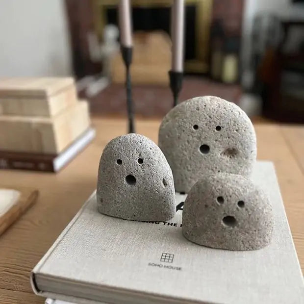 SET OF THREE TABLETOP RIVER ROCK GHOSTS