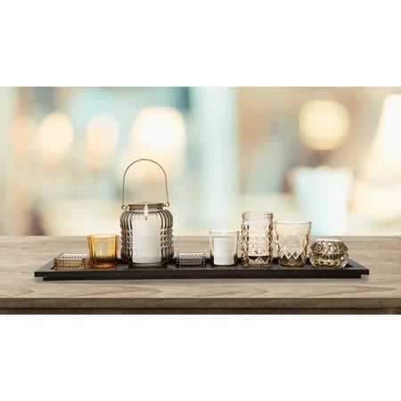 Votive Holders with Black Wood Tray