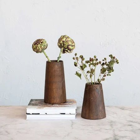 9" Found Wooden Vase