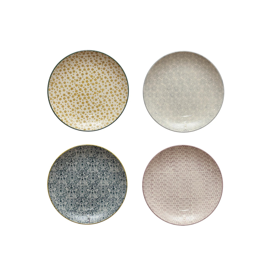 Stoneware Plate with 4 Patterns