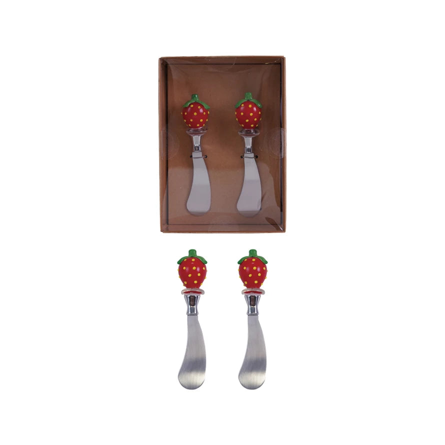 Canape Knives with Hand Blown Glass Handles