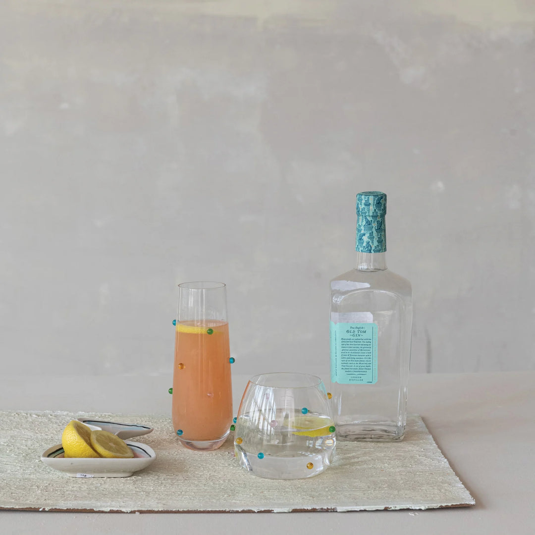 16 oz. Handmade Drinking Glass with Raised Dots